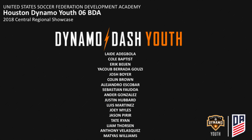 HDY 06BDA Roster - 2018 Central Regional Showcase